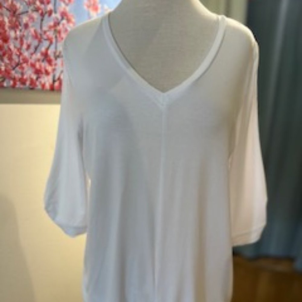 Marble V-Neck White Tee with tie